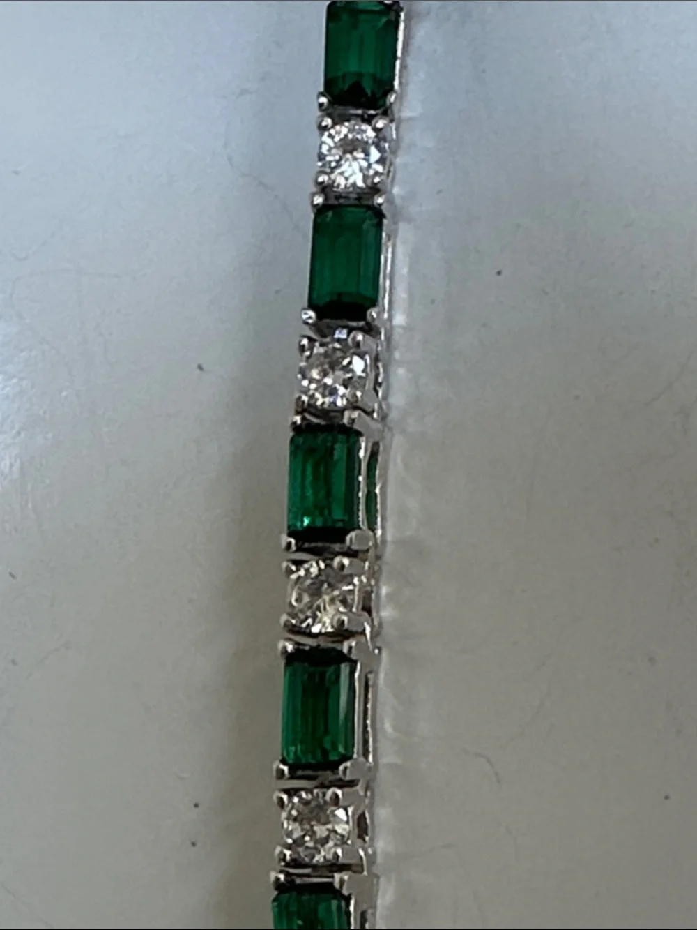 MILOR Emerald-Link Silver Tennis Necklace